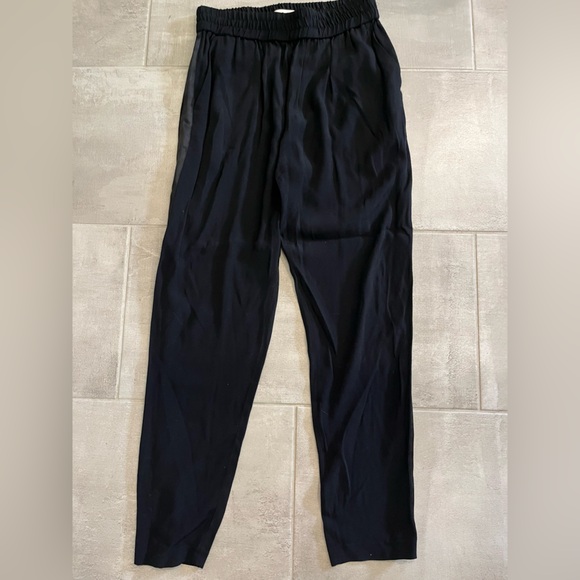 Rebecca Taylor Black Ruched Tuxedo stripe Pants - Picture 1 of 5